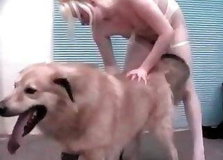 This kinky beast gets seduced by a horny blondie woman