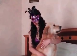 Lady in stockings enjoys her doggy