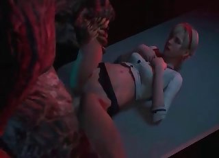 Blond-haired cutie enjoying 3D bestiality